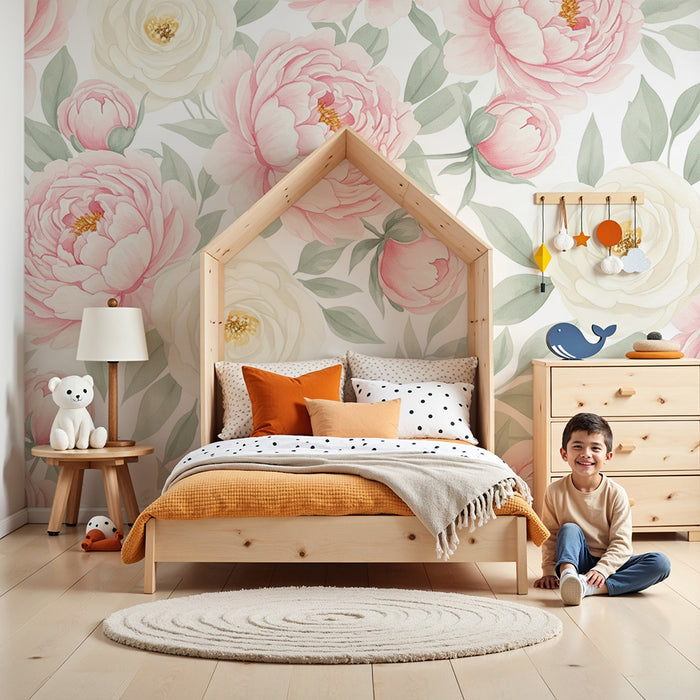 Papel de parede quarto bebê | Flores delicadas e elegantes