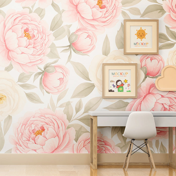 Papel de parede quarto bebê | Flores delicadas e elegantes