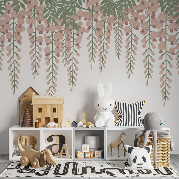 Nursery room wallpaper | Delicate flowers and soothing foliage