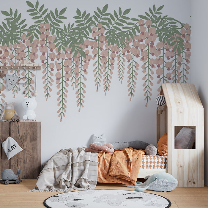 Nursery room wallpaper | Delicate flowers and soothing foliage