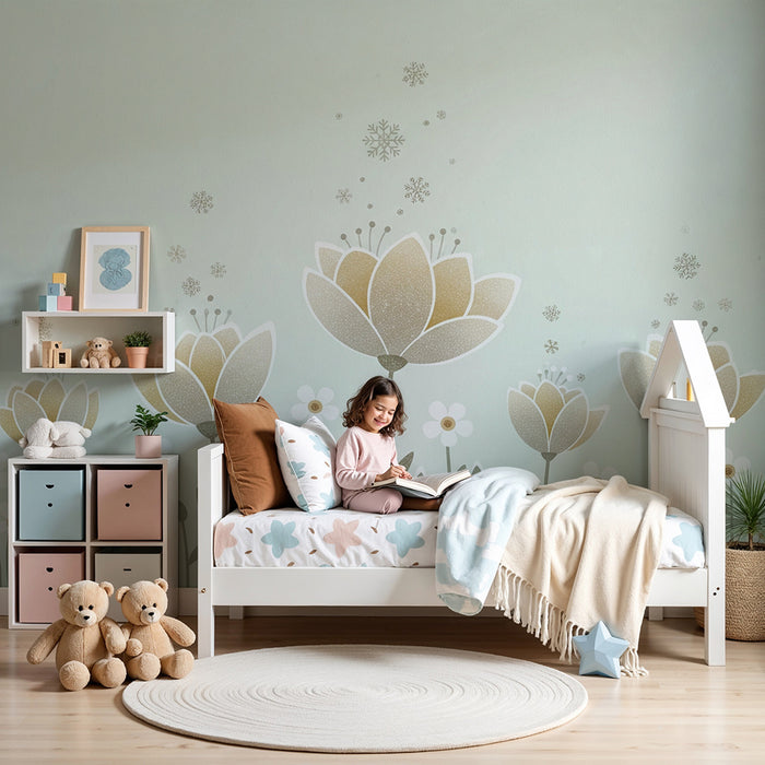 Paberi tapeet beebi tuba | Õrnad lilled ja lumehelbed