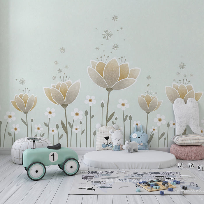 Paberi tapeet beebi tuba | Õrnad lilled ja lumehelbed