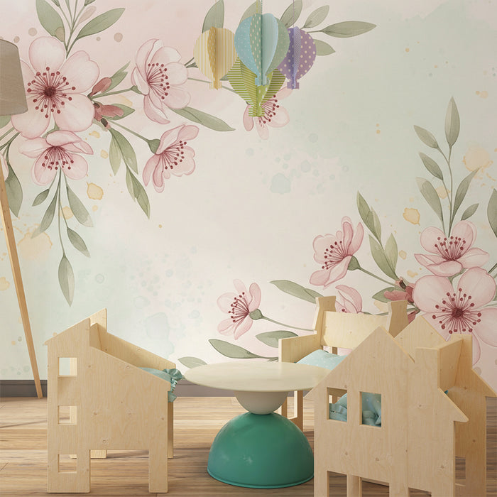 Papier de parede za dječju sobu | Delikatni cvjetni uzorak i pastelna pozadina