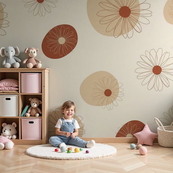 Babyzimmer Tapete | Zarte Blumen und organische Formen
