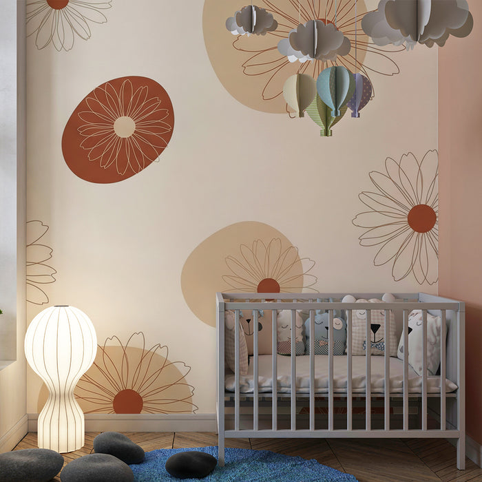 Babyzimmer Tapete | Zarte Blumen und organische Formen