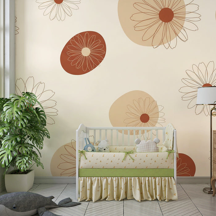 Babyzimmer Tapete | Zarte Blumen und organische Formen