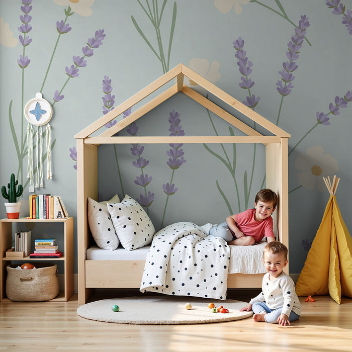 Papier de parede izba pre bábätko | Jemné kvety a levanduľa