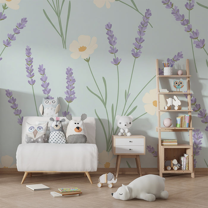 Papier de parede izba pre bábätko | Jemné kvety a levanduľa