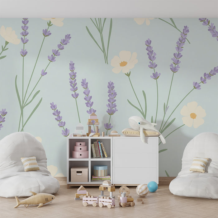 Papier de parede izba pre bábätko | Jemné kvety a levanduľa