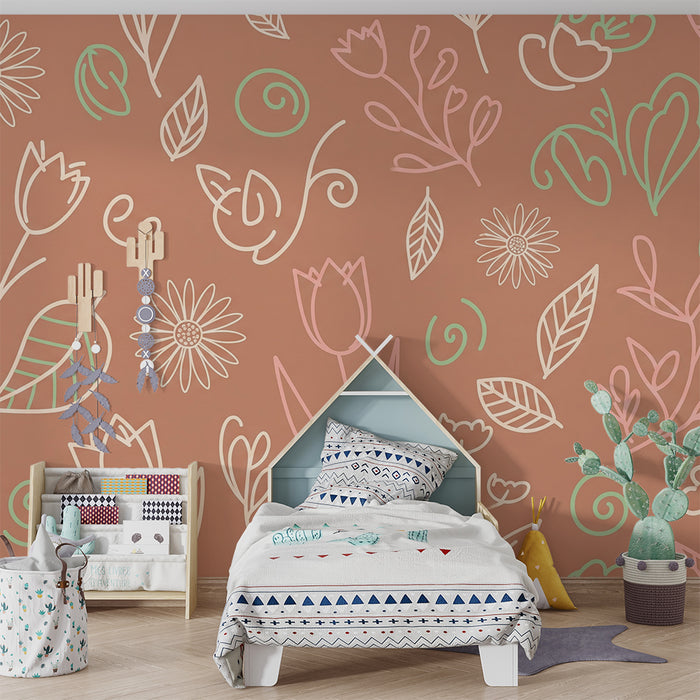 Babyzimmer Tapete | Zarte Blumen und weiche Muster