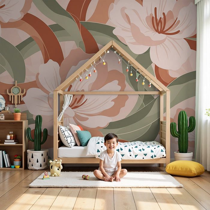 Papier peint chambre bébé | Fleurs délicates et motifs doux dans des tons pastel