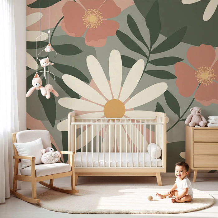 Barntapet | Delikata blommor och mjuka mönster i pastellfärger