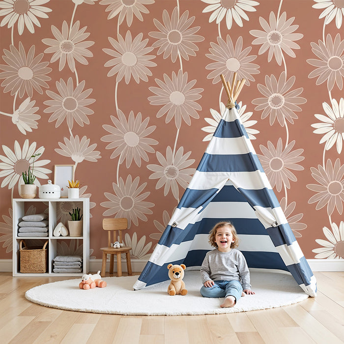 Carta da parati bambini | Delicate fiori su sfondo morbido