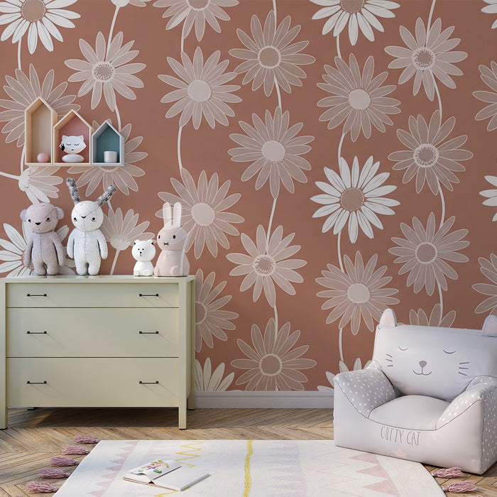 Carta da parati bambini | Delicate fiori su sfondo morbido