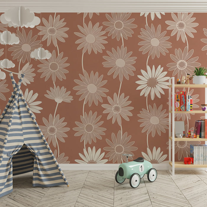 Carta da parati bambini | Delicate fiori su sfondo morbido