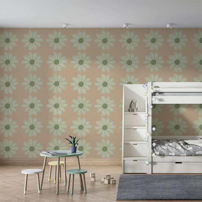 Papier peint chambre bébé | Fleurs délicates sur un fond pastel