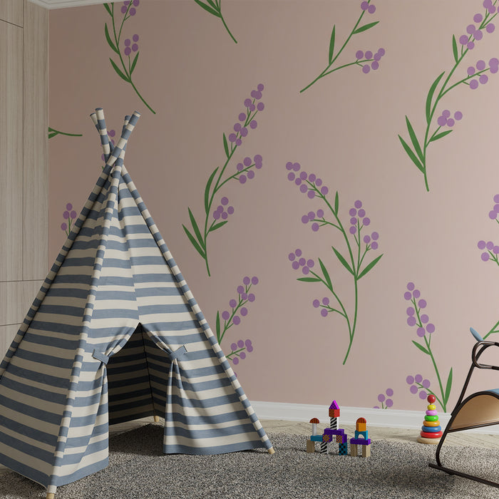 Papier de parede izby pre bábätká | Jemné kvety na ružovom pozadí