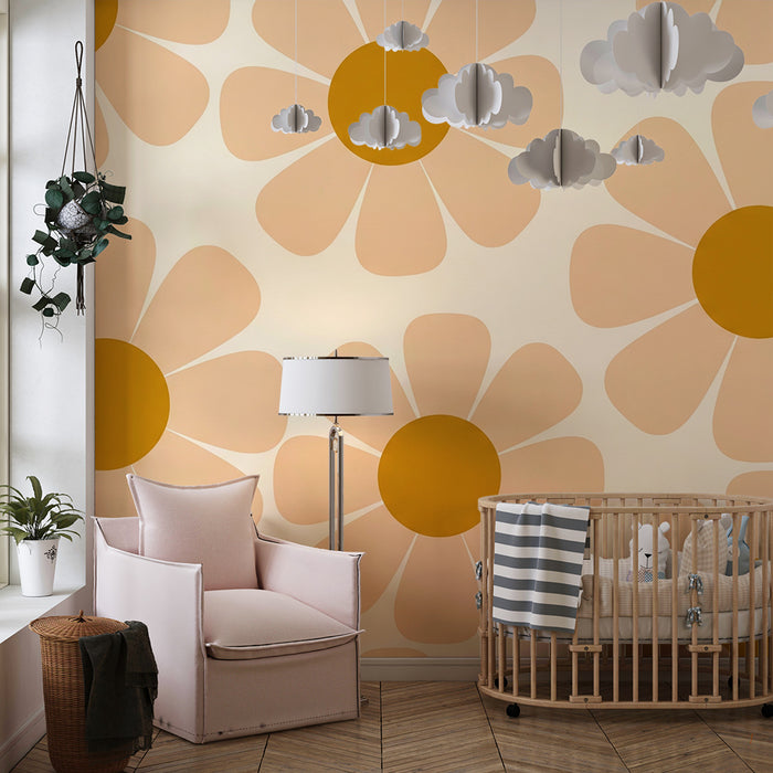 Papier peint chambre bébé | Fleurs douces et couleurs pastel pour une ambiance chaleureuse