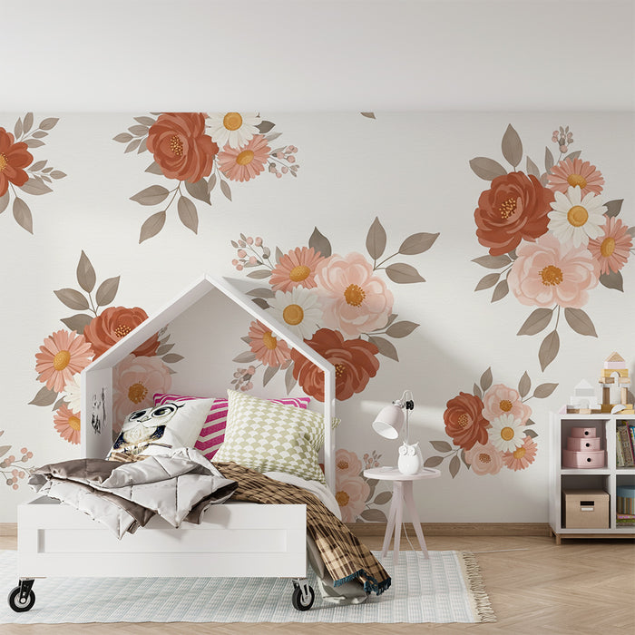 Papel de parede quarto bebê | Flores suaves e delicadas