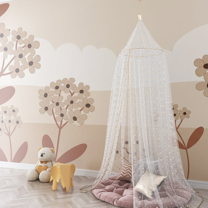 Carta da parati bambini | Fiori delicati e paesaggi rilassanti