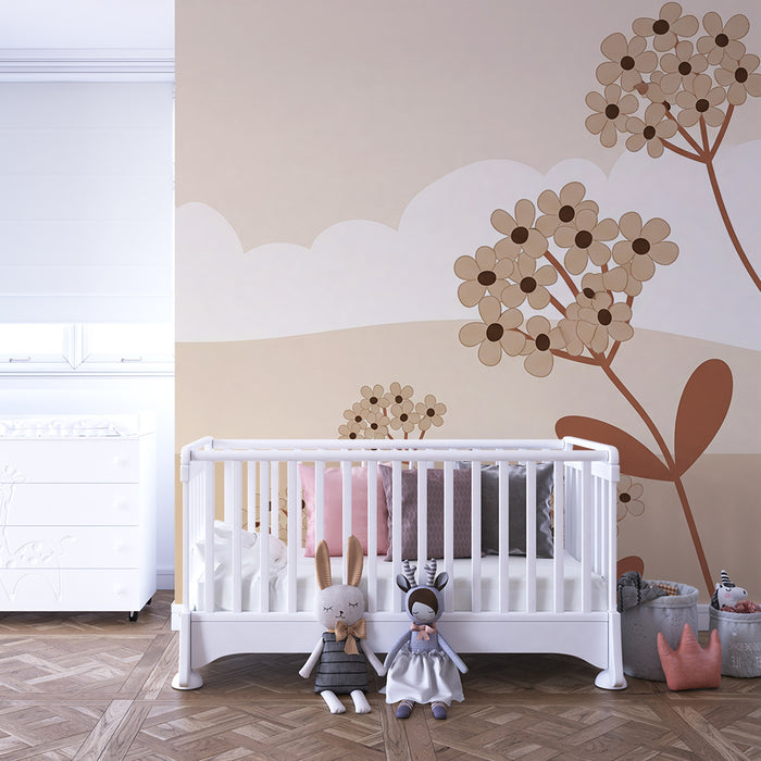 Carta da parati bambini | Fiori delicati e paesaggi rilassanti
