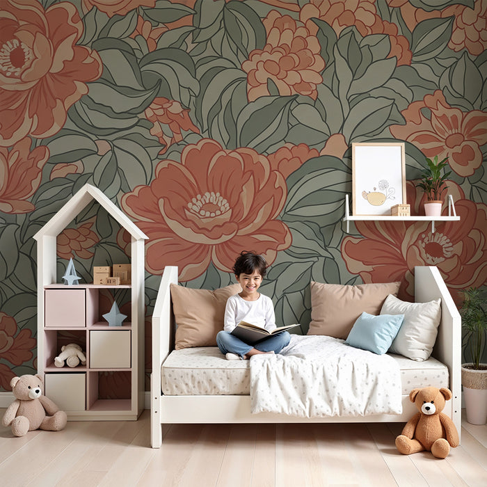Babyzimmer Tapete | Leuchtende Blüten und beruhigendes Blattwerk