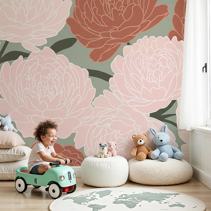 Nursery room wallpaper | Elegant and soft flowers