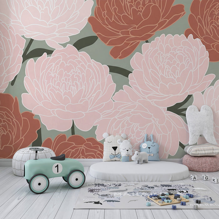 Nursery room wallpaper | Elegant and soft flowers