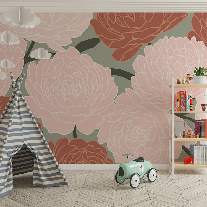 Lastenhuoneen tapetti | Elegantit ja pehmeät kukat