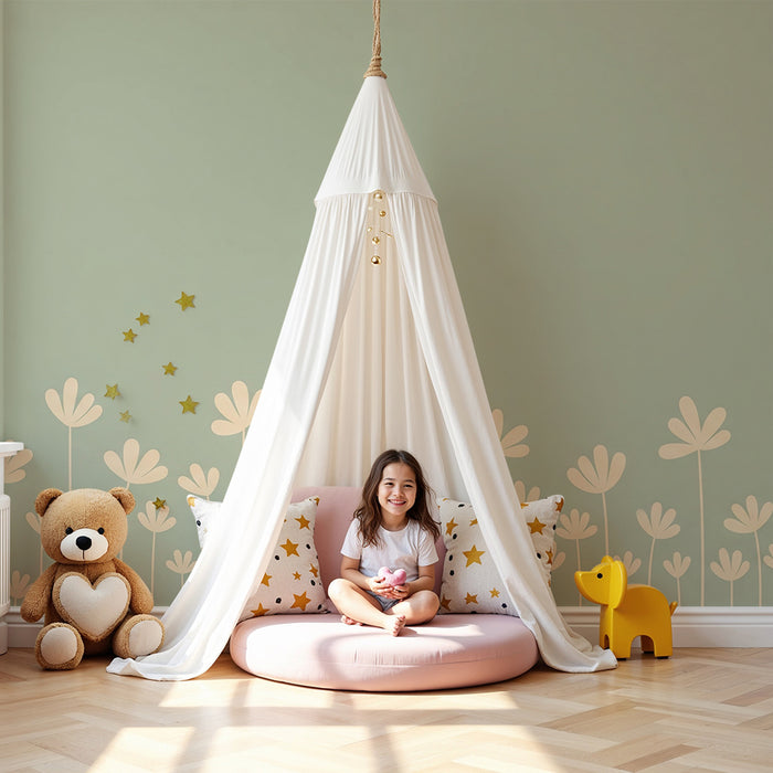 Papier peint chambre bébé | Fleurs jaunes sur fond vert