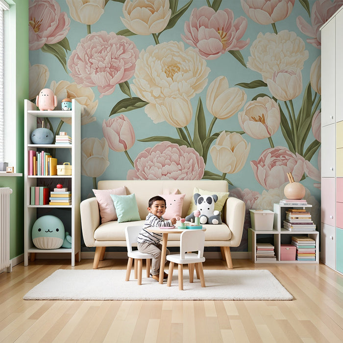 Detská izba tapeta | Pastelové kvety a jarná jemnosť