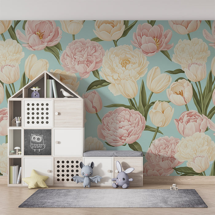 Detská izba tapeta | Pastelové kvety a jarná jemnosť