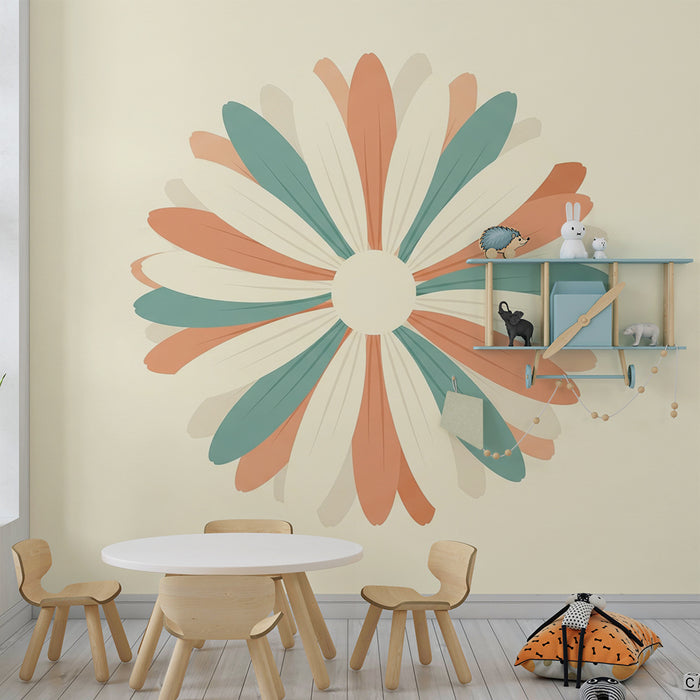 Babyzimmer Tapete | Stilisierte Blumen in sanften Farben