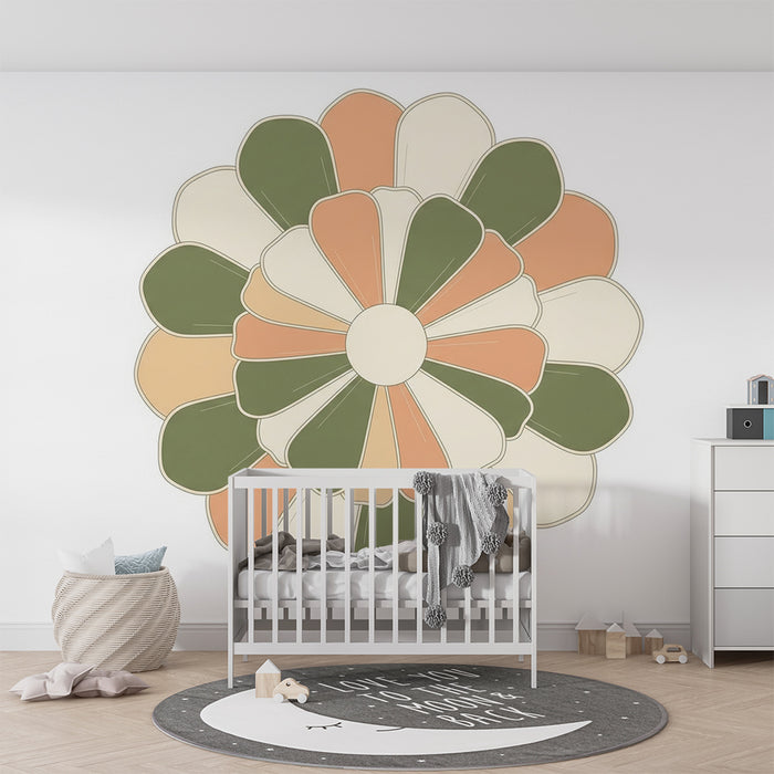 Vægbeklædning til børneværelse | Stilfulde blomster i bløde og rolige farver