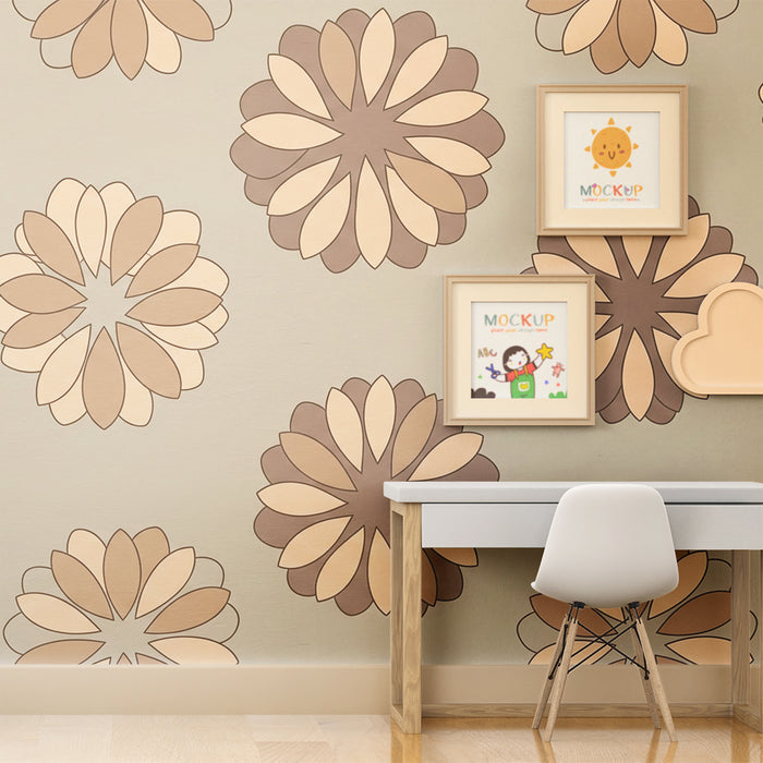 Babykamer behang | Gestileerde bloemen in zachte tinten