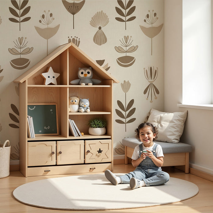 Babykamer behang | Gestileerde bloemen in zachte tinten