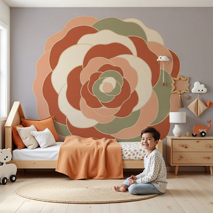 Papel pintado para habitación infantil | Flores estilizadas en tonos suaves y relajantes