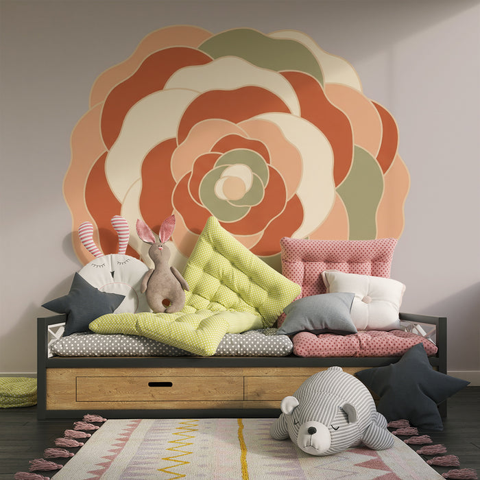 Papel pintado para habitación infantil | Flores estilizadas en tonos suaves y relajantes