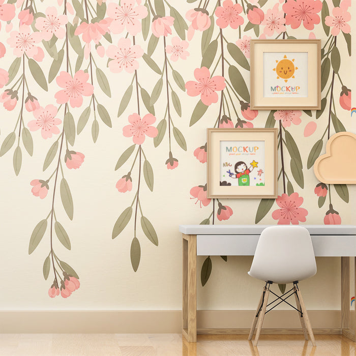 Carta da parati bambini | Fiori cadenti rosa