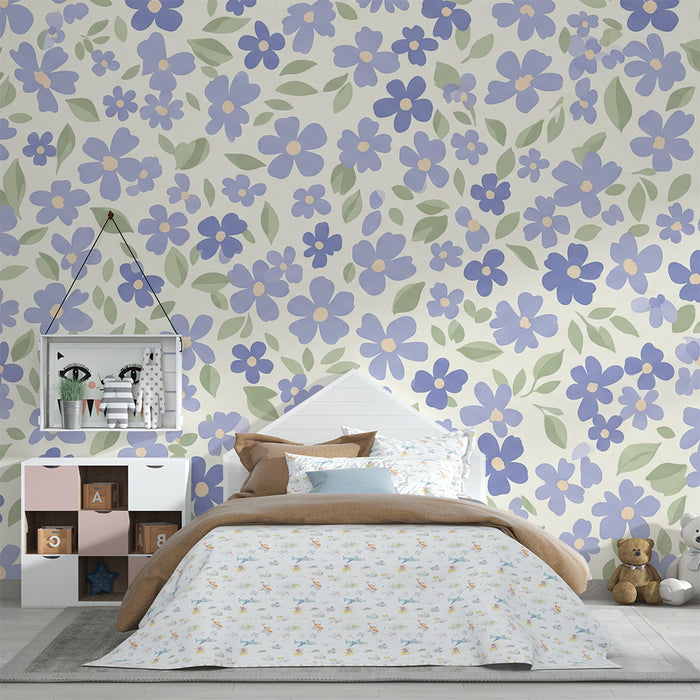 Papier de parede za bebe | Delikatni ljubičasti cvjetovi na svijetloj podlozi