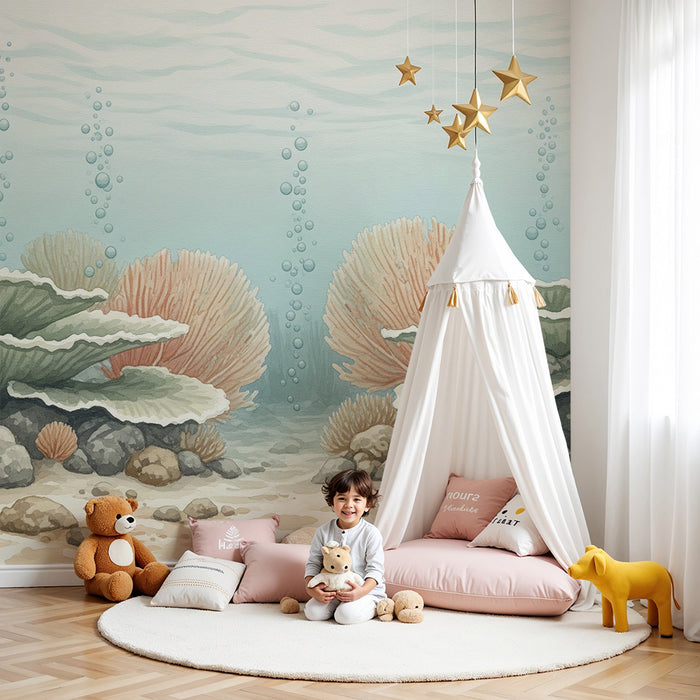 Papier de parede quarto bebê | Uklidňující mořské pozadí s korály