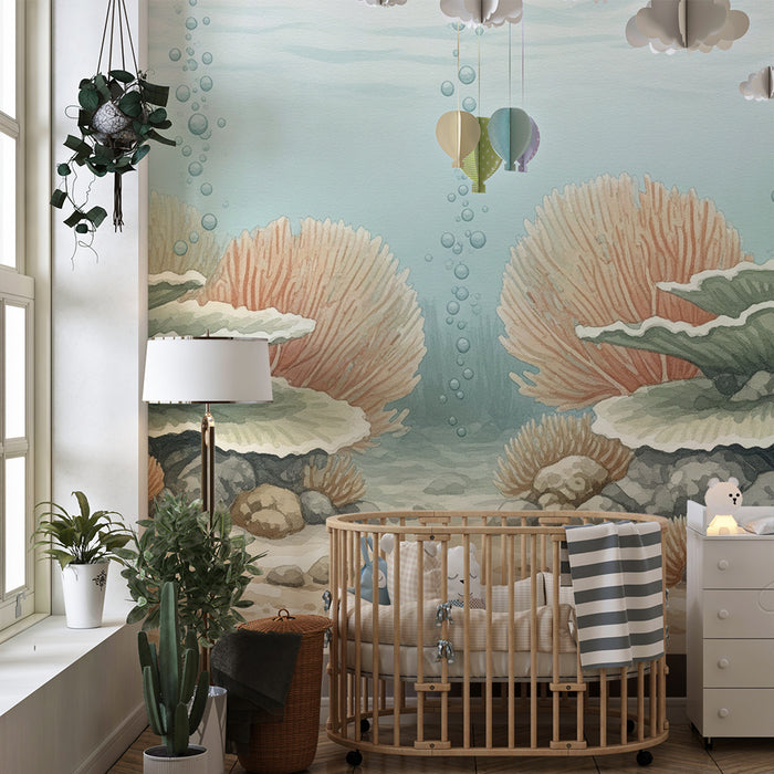Papier de parede quarto bebê | Uklidňující mořské pozadí s korály