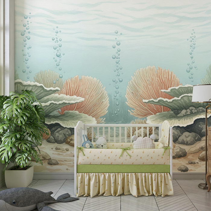 Papier de parede quarto bebê | Uklidňující mořské pozadí s korály