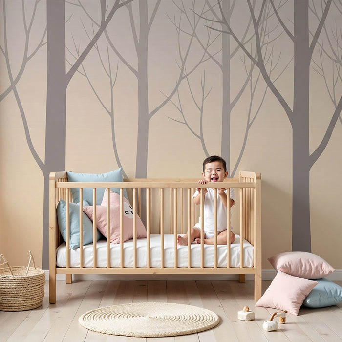Tapéta babaszoba | Nyugtató erdő finom fákkal