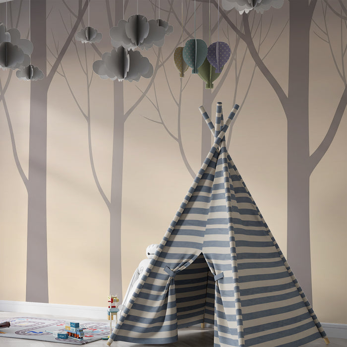 Tapéta babaszoba | Nyugtató erdő finom fákkal