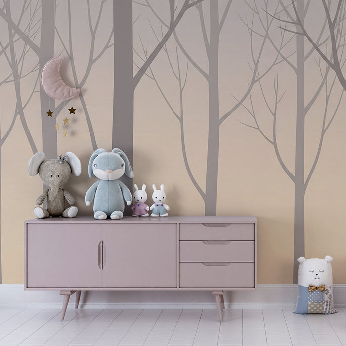 Tapéta babaszoba | Nyugtató erdő finom fákkal
