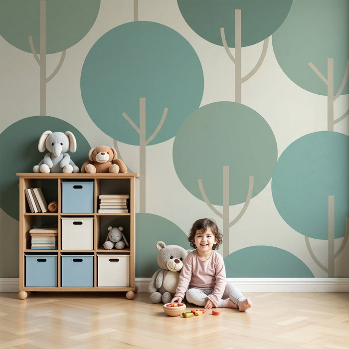 Carta da parati bambini | Foresta di cerchi morbidi e rilassanti