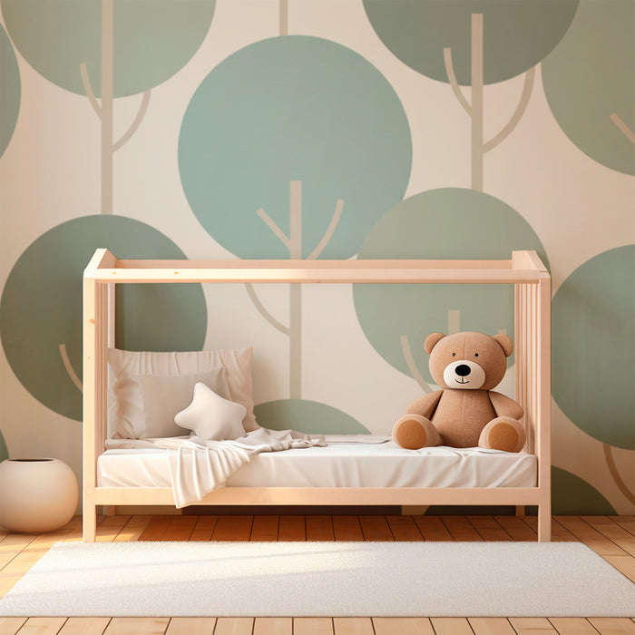 Carta da parati bambini | Foresta di cerchi morbidi e rilassanti