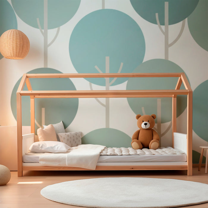 Carta da parati bambini | Foresta di cerchi morbidi e rilassanti