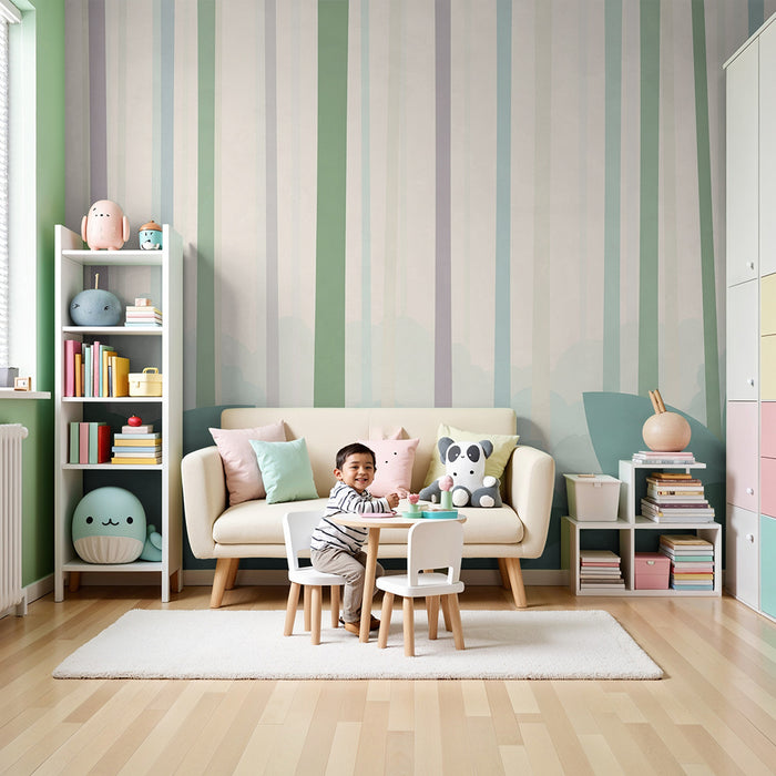 Babyzimmer Tapete | Sanfter Wald mit beruhigendem Laubwerk